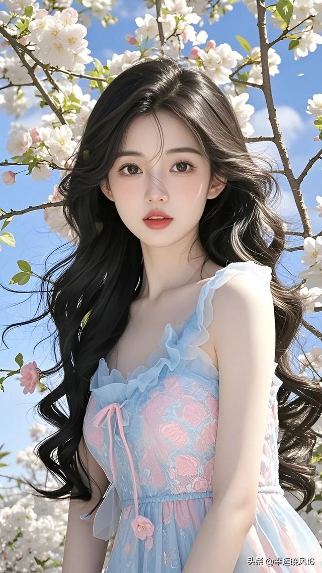 美女配樱花,纯欲又漂亮