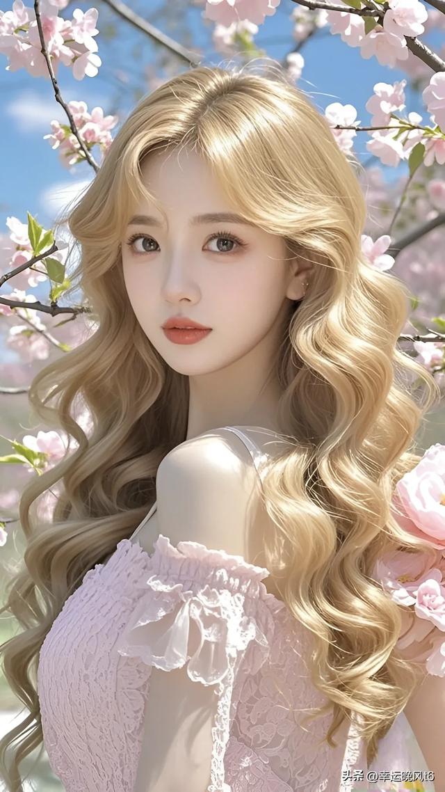 美女配樱花,纯欲又漂亮