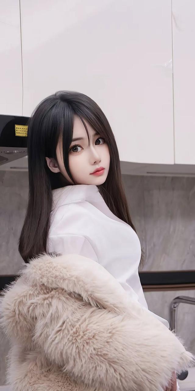 模特美女林月月:厨房中温馨的萌妹风写真