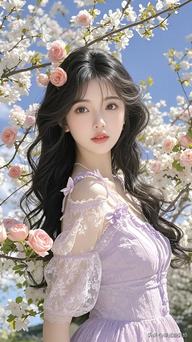 美女配樱花,纯欲又漂亮