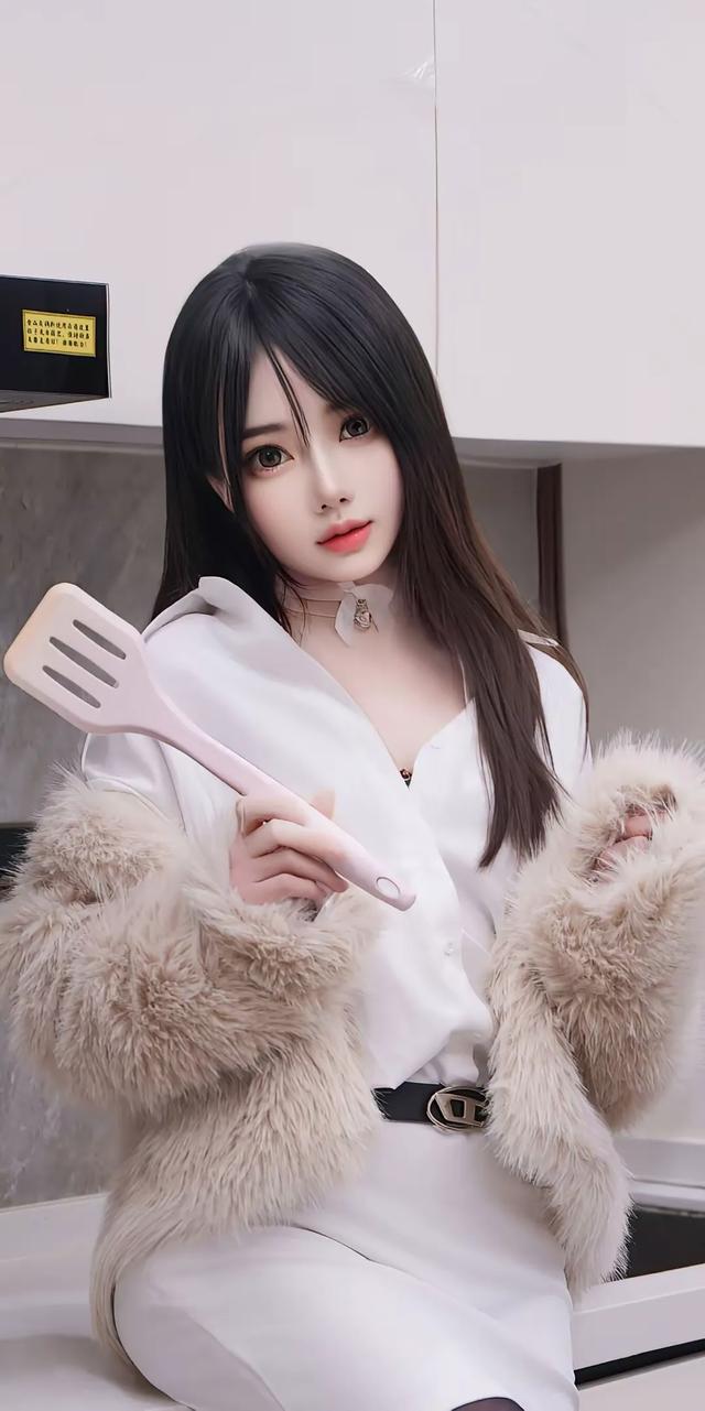 模特美女林月月:厨房中温馨的萌妹风写真