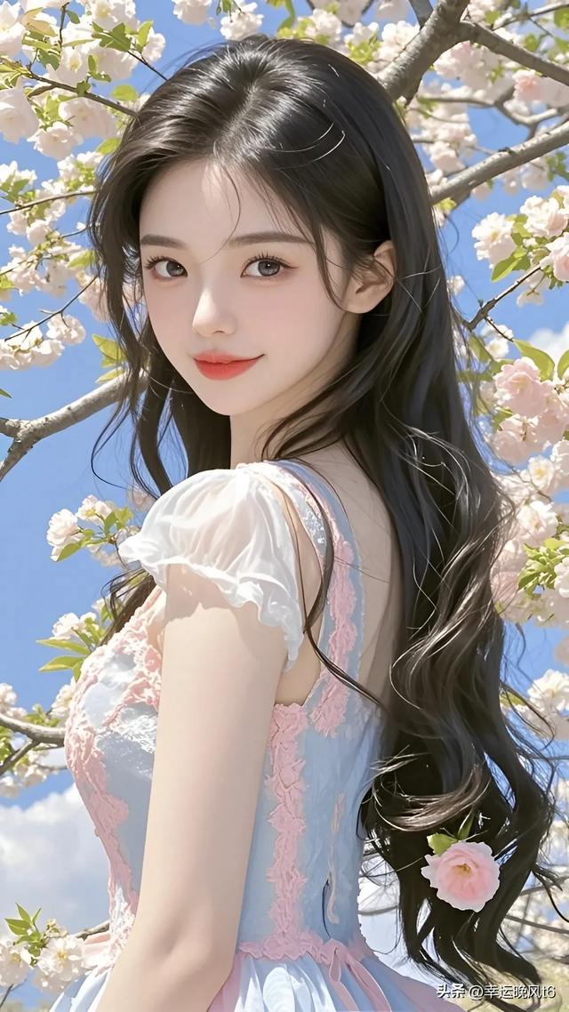 美女配樱花,纯欲又漂亮