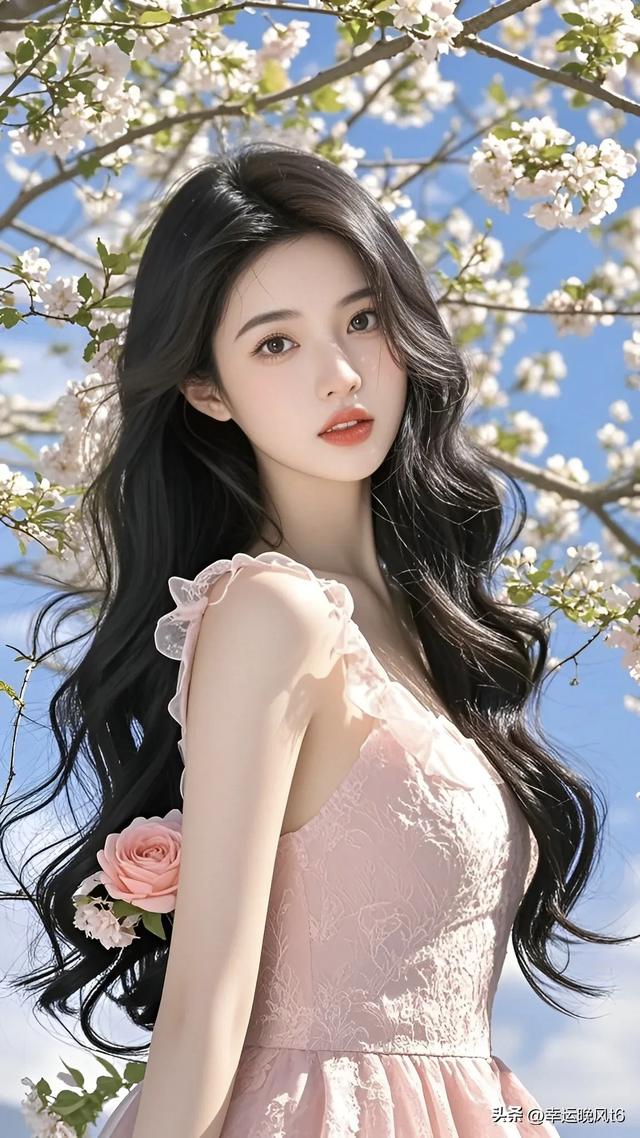 美女配樱花,纯欲又漂亮