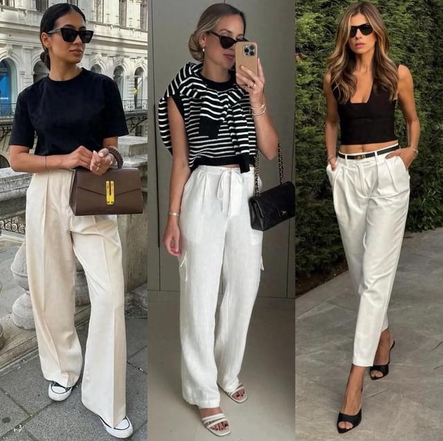 7组白裤子街拍,洋气还亮眼,一秒拿捏时髦风范