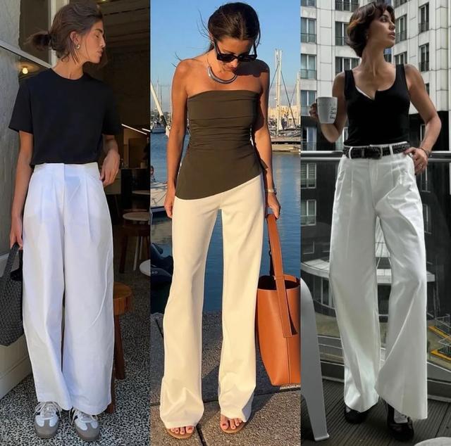 7组白裤子街拍,洋气还亮眼,一秒拿捏时髦风范