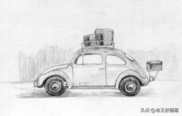 这也太简单了吧!只需5步,教你画一幅汽车小景画