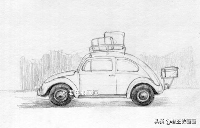 这也太简单了吧!只需5步,教你画一幅汽车小景画