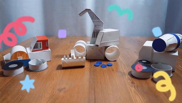 UO创意手工|卫生纸卷制作彩色工具小车车