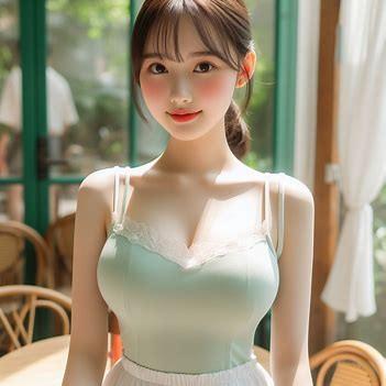 AI绘画:淡绿色吊带装清纯女大学生,泳衣装扮温柔可爱身材太美妙